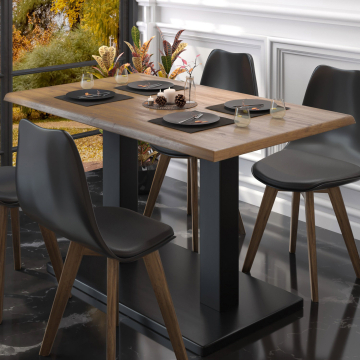 MADRID | Pied de table double bistrot | Noir | L:P 40 x 70 cm | Colonne : 8 x 72 cm