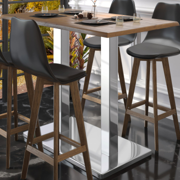 MADRID | Bistro Doppel Stehtischgestell | Edelstahl | B:T 40 x 70 cm | Säule: 8 x 105 cm