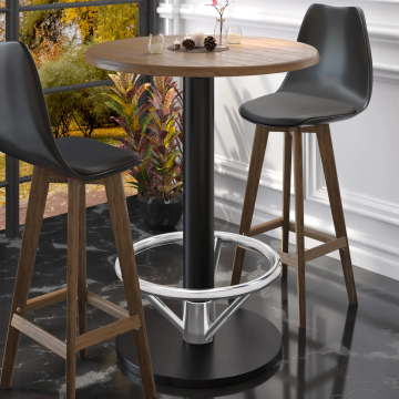 NIZZA FOOT | Telaio del tavolo da bar bistrot | Nero | Piede: Ø 50 cm | Colonna: 7,6 x 105 cm | con anello per i piedi
