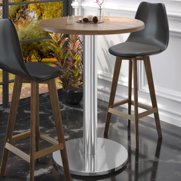 NIZZA | Telaio del tavolo da bar bistrot | Acciaio inox | Piede: Ø 50 cm | Colonna: 7,6 x 105 cm