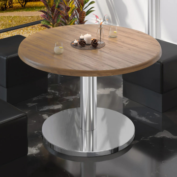 NIZZA | Telaio per tavolo da ristorante | Acciaio inox | Piede:: Ø50cm | Colonna: 7,6 x 36 cm