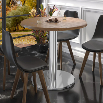 NIZZA | Telaio per tavolo da ristorante | Acciaio inox | Piede:: Ø50cm | Colonna: 7,6 x 72 cm
