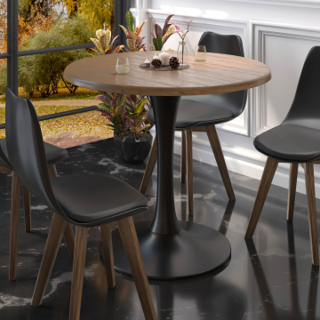 LEONARDO | Telaio per tavolo da bistrot | Nero | Base: Ø 50 cm | Colonna: 10 x 73,5 cm