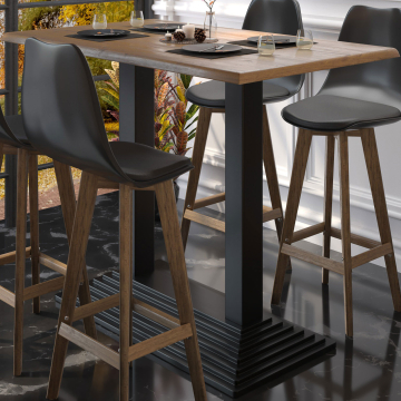 PYRAMIDE | Struttura del tavolo da bar doppio bistrot | Nero | L:P 40 x 73 cm | Colonna: 8 x 109 cm