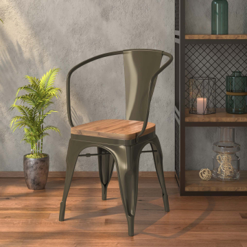 CALIFORNIA | Tolix bord + 4x armstol | 120x70cm | Wenge & Rust Matt