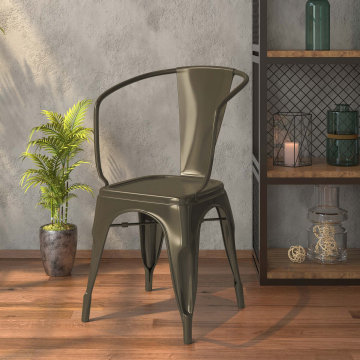 CALIFORNIA | Tolix bord + 4x armstol | 120x70cm | Rust Matt