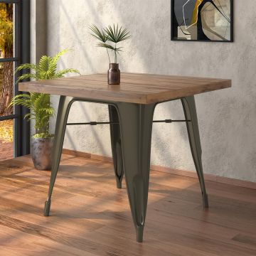 CALIFORNIA | Tolix Table | 60x60cm | Wenge & Rust