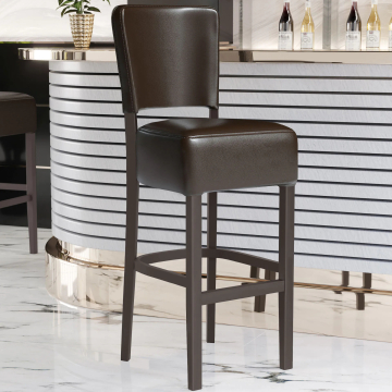 LUCA | Gastro Barhocker | Leder | Holz | Braun | mit Lehne