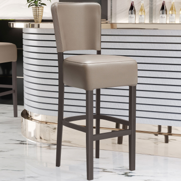 LUCA | Gastro Barhocker | Leder | Holz | Taupe | mit Lehne