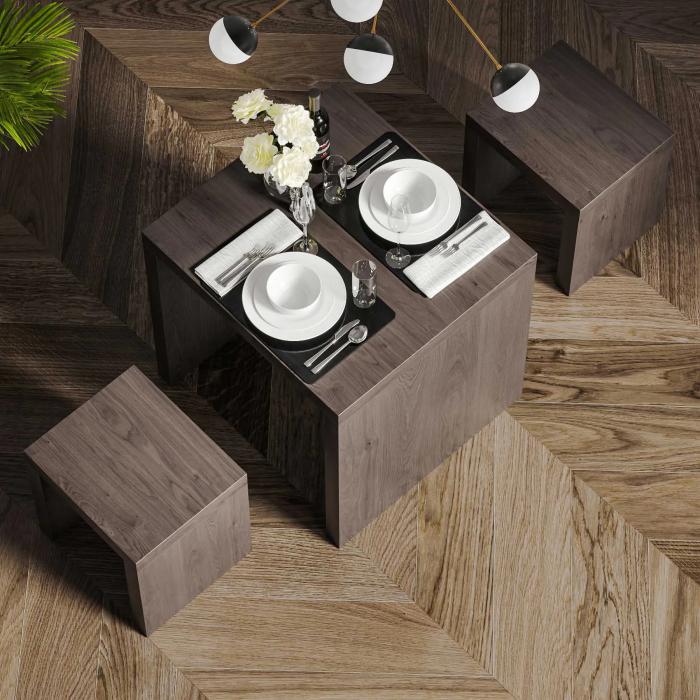 BRASIL | Sgabello in legno | Wengé/Nero | L:P:H 34 x 34 x 45 cm BRASIL | Sgabello in legno | Wengé/Nero | L:P:H 34 x 34 x 45 cm