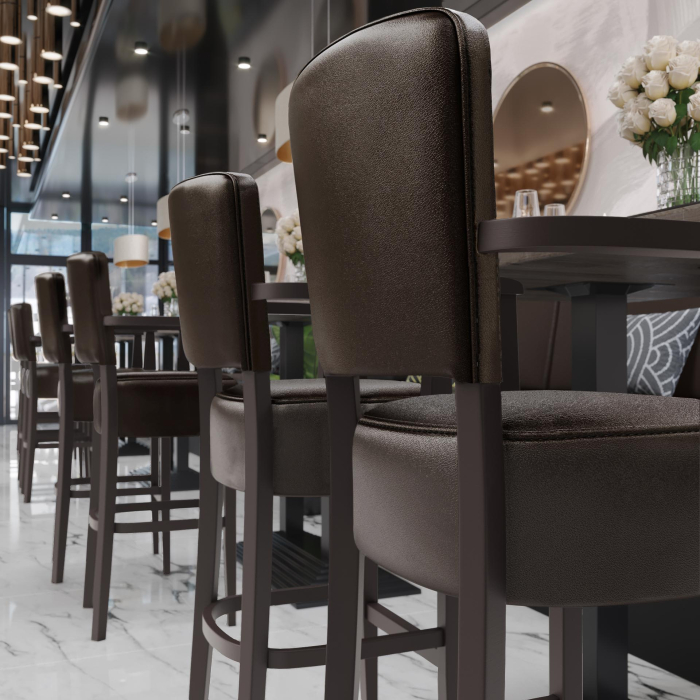 LUCA ARM | Gastro Barhocker | Leder | Holz | Braun | mit Lehne LUCA ARM | Gastro Barhocker | Leder | Holz | Braun | mit Lehne