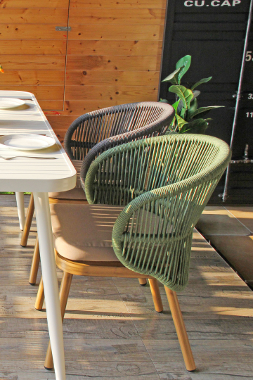 NANCY | Bistro Terrace Chair | Green | Wood Look