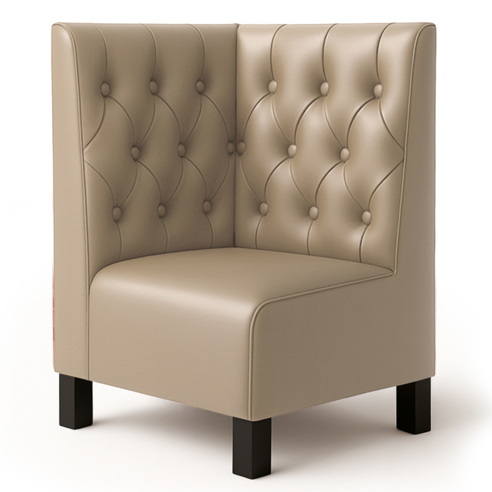 Wagner F | Gastro hjørnebenk | B:H 64 x 100 cm | Taupe | Chesterfield | Skinn