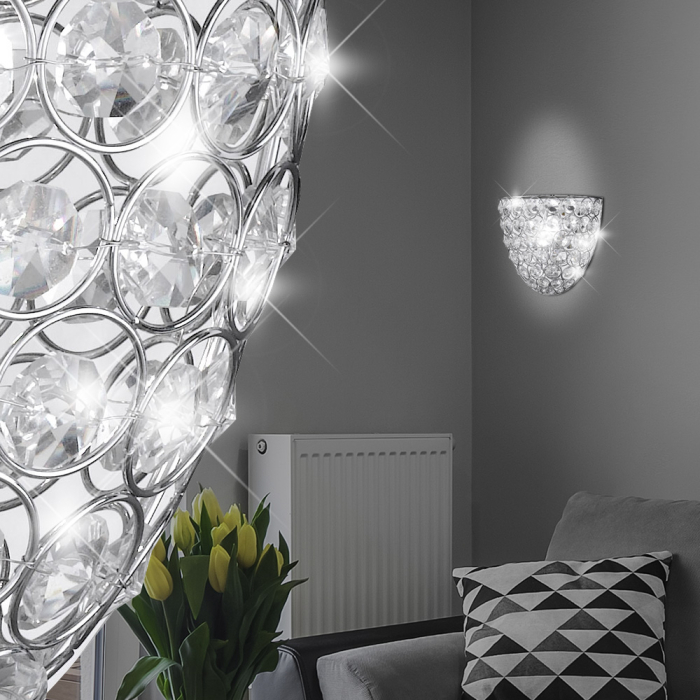 Crystal væglampe Ø220mm | Classic | Krom