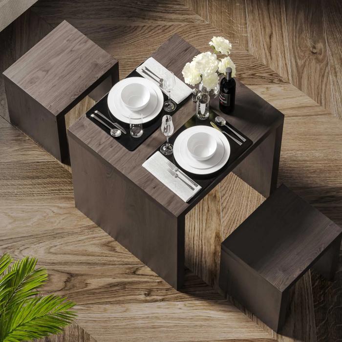 BRASIL | Sgabello in legno | Wengé/Nero | L:P:H 34 x 34 x 45 cm BRASIL | Sgabello in legno | Wengé/Nero | L:P:H 34 x 34 x 45 cm