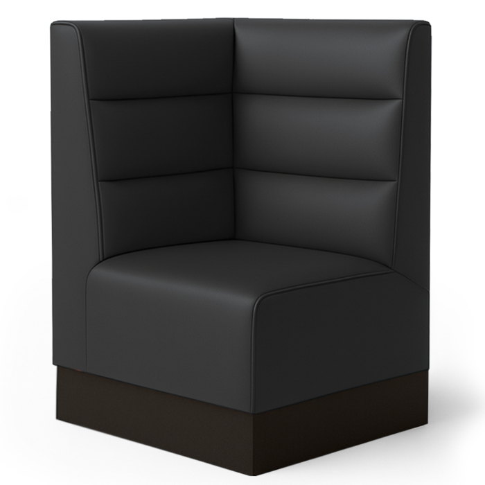 Schmidt S | Hoekbank voor horeca | B:H 64 x 100 cm | Zwart | Horizontale strepen | Leer