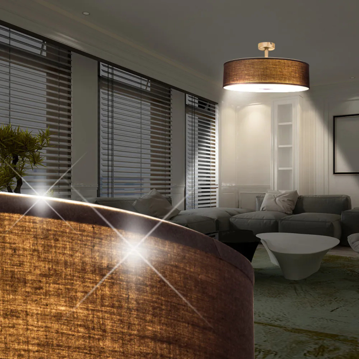 LD | Taklampe | + stoffskjerm | Ø450x↧120mm | brun