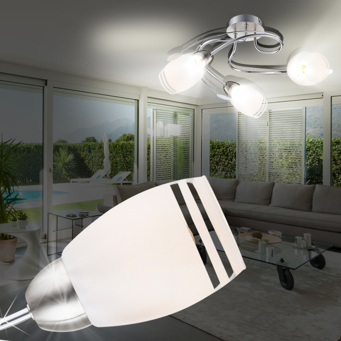 Taklampe Ø420mm | krom | Glass