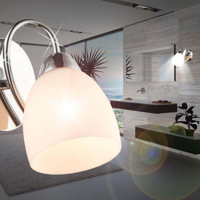 Vägglampa Vit | Krom | Glas