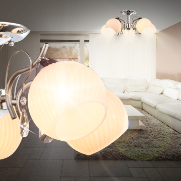 Plafondlamp Ø530mm | Wit | Kristal | Glas