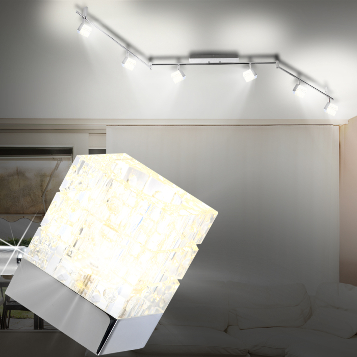 Glas Cube Loft ↔1900mm | LED | Sølv | Lys Loftlampe