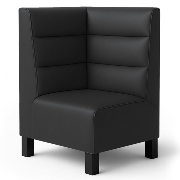 Meyer F | Ławka narożna do restauracji | Szer.:wys. 64 x 100 cm | Czarny | Poziome paski | Skóra