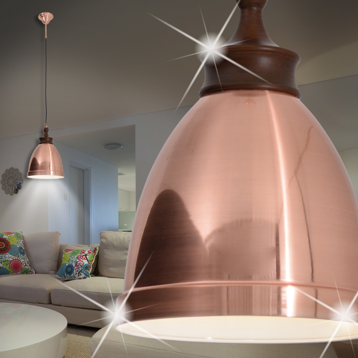 Retro pendant lamp Ø59mm | Shabby | Vintage | Copper | Wood | Aluminium