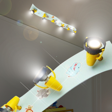 Faretto da soffitto con animali selvatici giallo