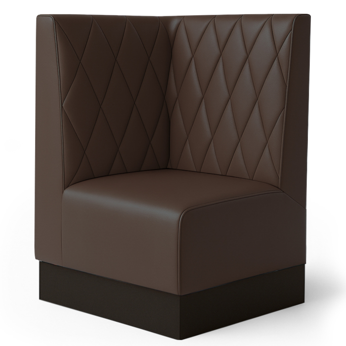 Meyer S | Gastro hjørnebænk | B:H 64 x 120 cm | Brun | Diamantmønster | Læder