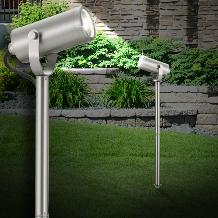 Markspydspotlight ↥630mm | LED | sølv | rustfritt stål