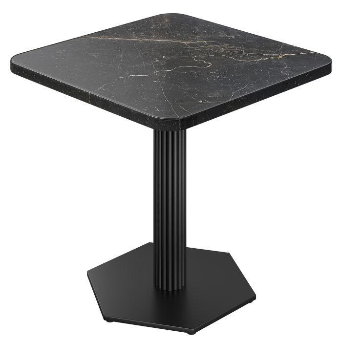 AAT | Bistropöytä | L:S 60 x 60 cm | K 74 cm | Marmori | Musta | Runko: Musta
