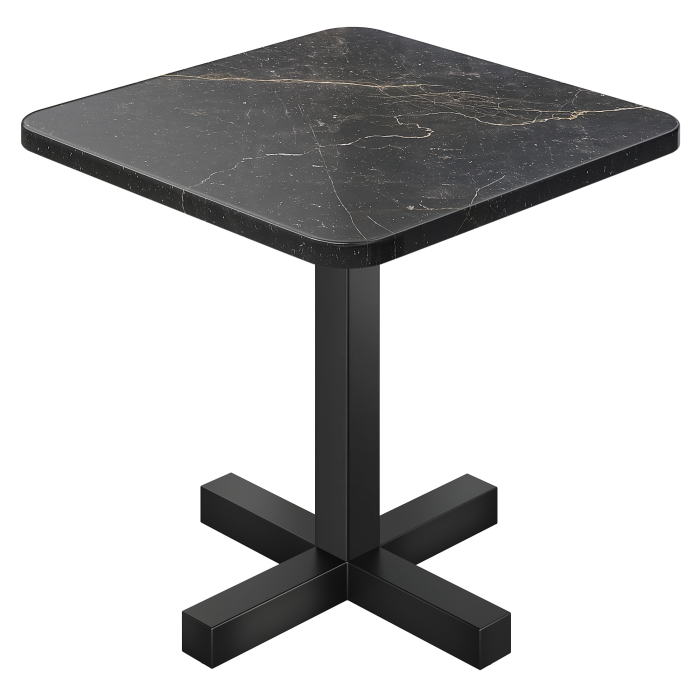 AC | Bistro Tisch | B:T 70 x 70 cm | H 74 cm | Marmor | Schwarz | Gestell: Schwarz
