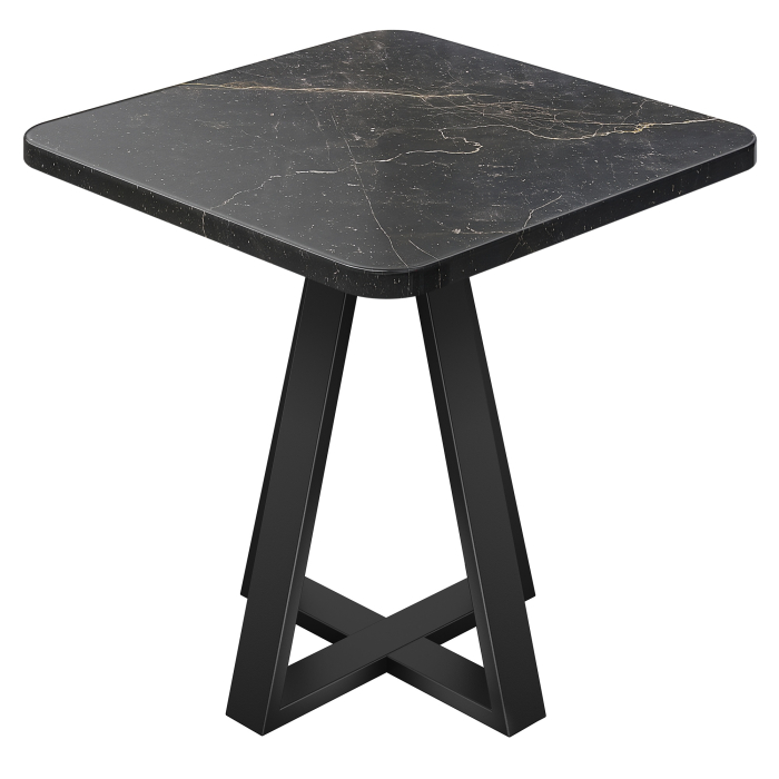 ACO | Bistro Tisch | B:T 60 x 60 cm | H 74 cm | Marmor | Schwarz | Gestell: Schwarz