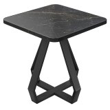 AD | Bistro Bord | B: 70 x 70 cm | H 74 cm | Marmor | Sort | Stel: Sort