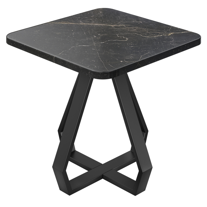AD | Bistro-pöytä | B: 70 x 70 cm | K: 74 cm | Marmori | Musta | Runko: Musta
