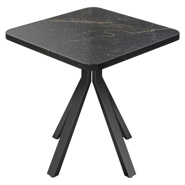 AEB | Bistro Tisch | B:T 70 x 70 cm | H 74 cm | Marmor | Schwarz | Gestell: Schwarz