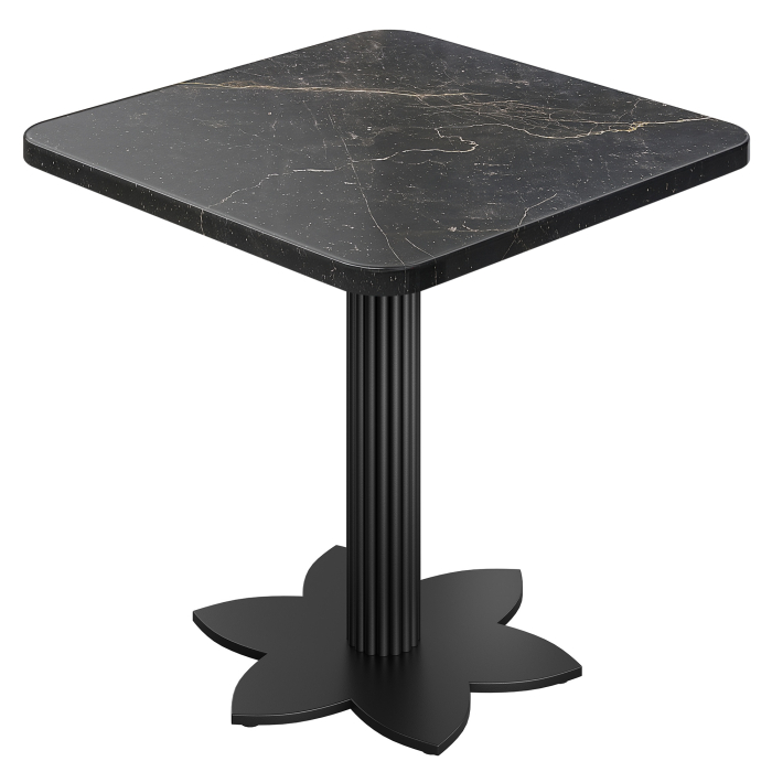 ALT | Bistro Tisch | B:T 60 x 60 cm | H 74 cm | Marmor | Schwarz | Gestell: Schwarz