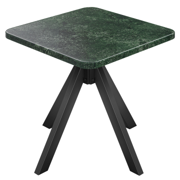 AO | Table de Bistrot | L: 60 x 60 cm | H: 74 cm | Marbre | Vert | Structure : Noir