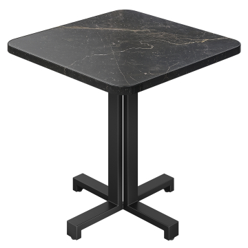 APA | Bistro Tisch | B:T 60 x 60 cm | H 74 cm | Marmor | Schwarz | Gestell: Schwarz