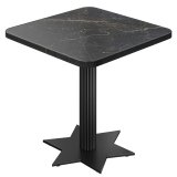 AST | Bistro Bord | B: 70 x 70 cm | H 74 cm | Marmor | Svart | Understell: Svart