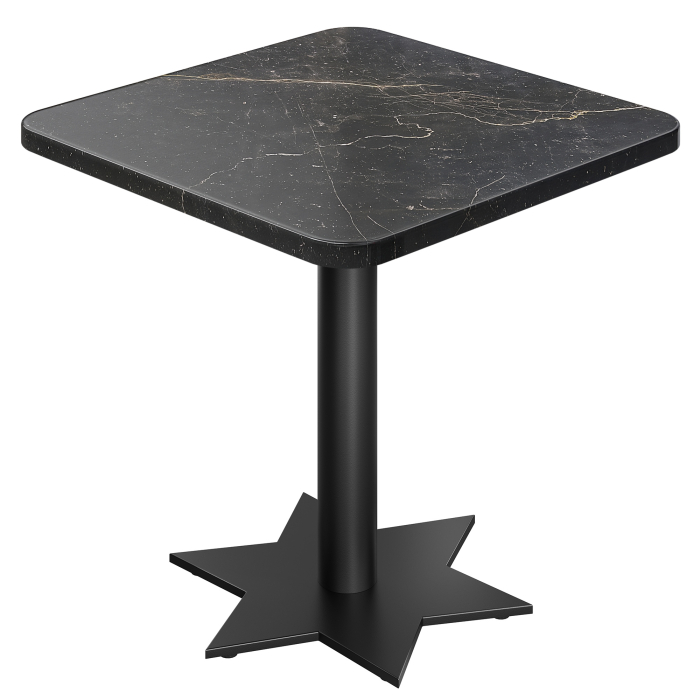 AS | Bistro Tafel | B: 60 x 60 cm | H: 74 cm | Marmer | Zwart | Onderstel: Zwart