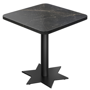 AS | Bistro Tisch | B:T 70 x 70 cm | H 74 cm | Marmor | Schwarz | Gestell: Schwarz