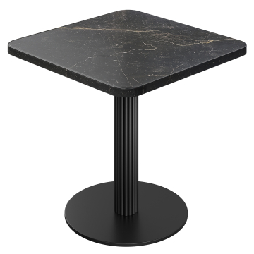 AT | Bistro Tisch | B:T 70 x 70 cm | H 71 cm | Marmor | Schwarz | Gestell: Schwarz
