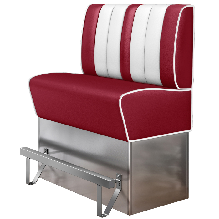 AMERICAN 3 | Hoge Diner Bank | B:H 100 x 133 cm | Gestreept | Rood | Leer