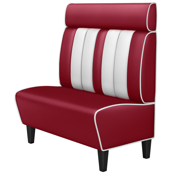 AMERICAN 1 | Amerikaanse Diner Zitbank | B:H 100 x 128 cm | Gestreept | Rood | Leer