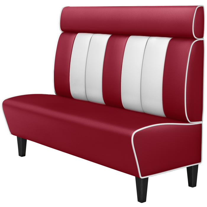 AMERICAN 1 | Amerikaanse Diner Zitbank | B:H 200 x 160 cm | Gestreept | Rood | Leer