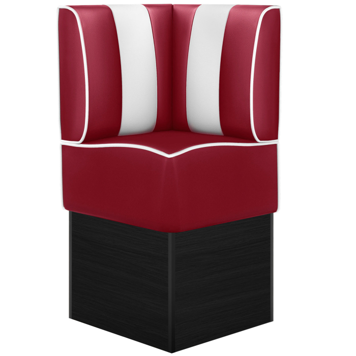 AMERICAN 2 | Diner Hoekbank | B:H 64 x 133 cm | Gestreept | Rood | Leer