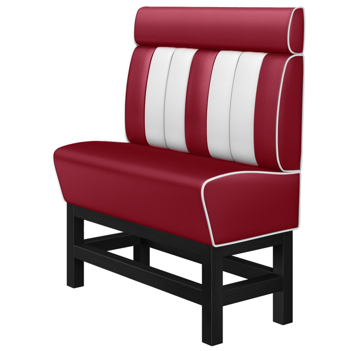 AMERICAN 1 | Hög diner soffa | B:H 140 x 158 cm | Randig | Röd | Läder