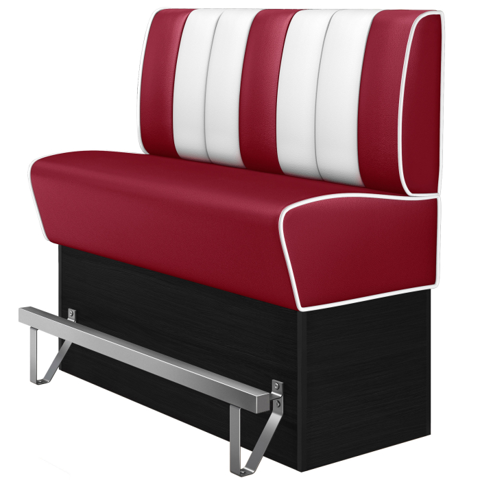 AMERICAN 2 | Hög diner soffa | B:H 140 x 133 cm | Randig | Röd | Läder