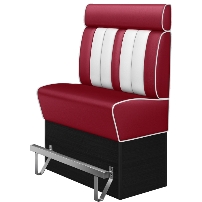 AMERICAN 2 | Banquette de dîner américain haute | L:H 100 x 158 cm | Rayé | Rouge | Cuir